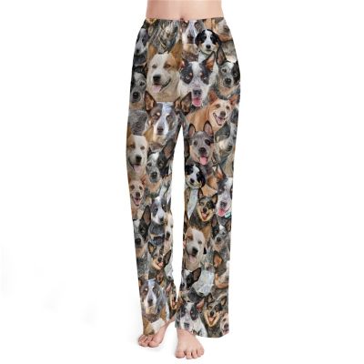 Cowcute Women's Casual Pajama Pants for Australian Cattle Dog Lover, Wide Leg Pants Sleepwear, Gift for Dogs Mom/Owner