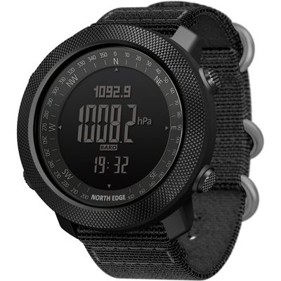 HOOSHU Tactical Watches for Men Digital Outdoor Survival Military Rock Solid Digital Watches with Durable Band, Steps Tracker Pedometer Calories Apache (Black)