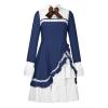 tuduoms Womens Victorian Lolita Dress Vintage Long Sleeve Renaissance Fairy Dress Ball Gown Steampunk Gothic Cosplay Costumes Dark Blue view 1