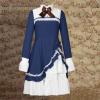 tuduoms Womens Victorian Lolita Dress Vintage Long Sleeve Renaissance Fairy Dress Ball Gown Steampunk Gothic Cosplay Costumes Dark Blue view 2