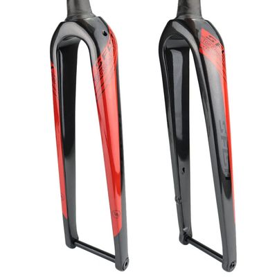 HSQMA Carbon Fiber Rigid Fork 1-1/2'' Tapered Disc Brake Front Fork 12x100mm Thru Axle Bicycle Fork for 700c Road Bike 26'' 27.5'' 29''