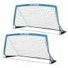 RUNBOW 6x4 ft Portable Kids Soccer Goal for Backyard Practice Soccer Net with Carry Bag (6x4 FT, 2 Pack, Grey Blue) view 1