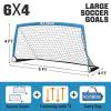 RUNBOW 6x4 ft Portable Kids Soccer Goal for Backyard Practice Soccer Net with Carry Bag (6x4 FT, 2 Pack, Grey Blue) view 4