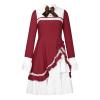 tuduoms Womens Victorian Lolita Dress Vintage Long Sleeve Renaissance Fairy Dress Ball Gown Steampunk Gothic Cosplay Costumes Red view 1