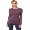 AmlieBoutik Women Crew Neck Studs Trim Embellished Long Sleeve Sweater(Purple Large) view 3
