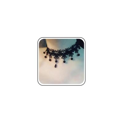 Andelaisi Boho Lace Choker Necklace Black Cz Waterdrop Pendant Necklace Choker Vintage Teardrop Crystal Clavicle Necklace Gothic Lace Necklace Jewelry for Women(Style A)