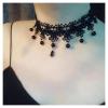 Andelaisi Boho Lace Choker Necklace Black Cz Waterdrop Pendant Necklace Choker Vintage Teardrop Crystal Clavicle Necklace Gothic Lace Necklace Jewelry for Women(Style A) view 2