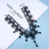 Andelaisi Boho Lace Choker Necklace Black Cz Waterdrop Pendant Necklace Choker Vintage Teardrop Crystal Clavicle Necklace Gothic Lace Necklace Jewelry for Women(Style A) view 3