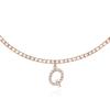 Rose Gold Initial Necklaces for Women, 14K Rose Gold Plated Tennis Chain Necklace Cubic Zirconia Initial Tennis Necklace, Bling CZ Letter Tennis Necklace for Women Initial Q Necklace view 1