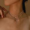 Rose Gold Initial Necklaces for Women, 14K Rose Gold Plated Tennis Chain Necklace Cubic Zirconia Initial Tennis Necklace, Bling CZ Letter Tennis Necklace for Women Initial Q Necklace view 2