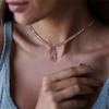 Rose Gold Initial Necklaces for Women, 14K Rose Gold Plated Tennis Chain Necklace Cubic Zirconia Initial Tennis Necklace, Bling CZ Letter Tennis Necklace for Women Initial Q Necklace view 4