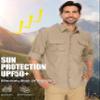 linlon Mens Safari Shirts Long Sleeve UV Protection Hiking Fishing UPF 50+ Quick Dry Cooling Camping Travel Shirts#5066-Khaki-S view 4