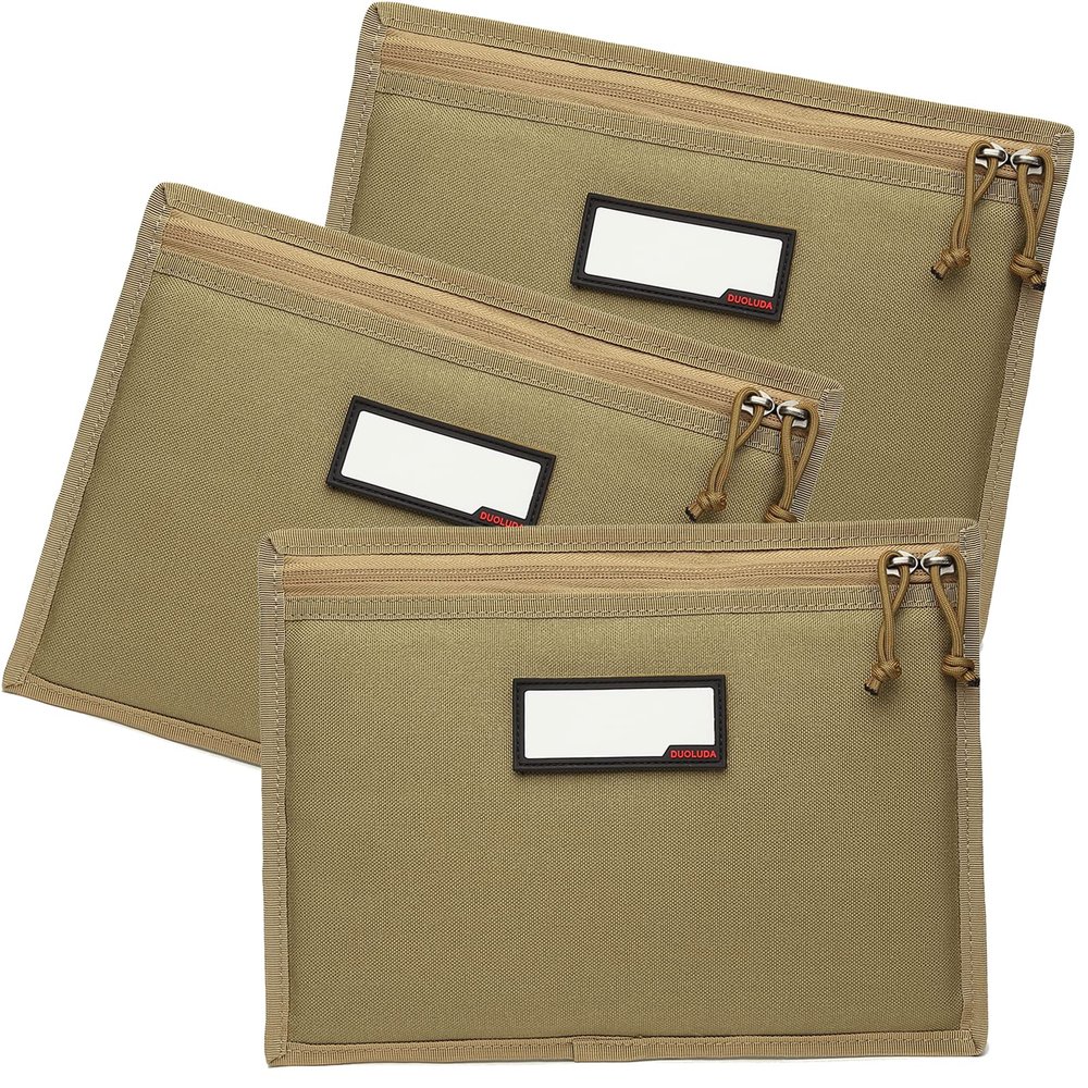 DUOLUDA 3-Pack Handgun Case,Soft Pistol Rug Case Tactical Handgun Storage Pouch with for Hunting Shooting Range Sports 4 of ID Patches Included (Khaki)