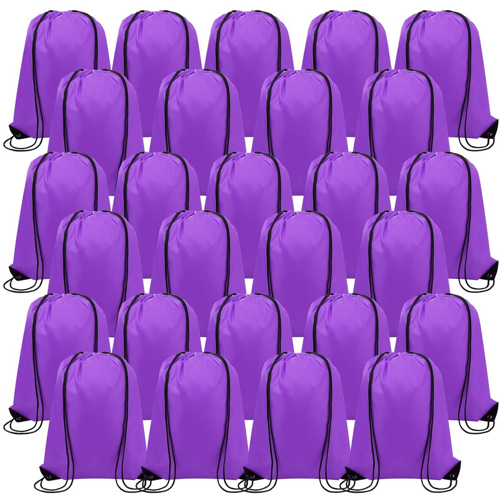 Canlierr 100 Pieces Drawstring Backpack Bags Bulk Back Sack String Bags Cinch Storage Bags for Gym Travel DIY Gifts (Purple)