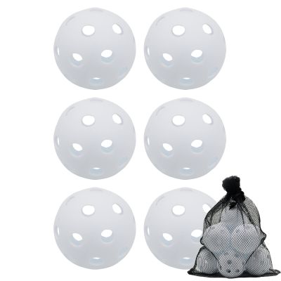 Avesfer 6 Pack Plastic Practice Baseballs with Mesh Bag [Anti-Crack] Soft Training Baseball Balls Hitting Batting Indoor Outdoor Lightweight Hollow for Team Drills Coaching 9 inch White