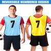 Yahenda 24 Pcs Sports Pinnies Soccer Scrimmage Practice Vests Numbered Soccer Team Pennies with Belt for Adult(Large,Gold, Sky Blue) view 3