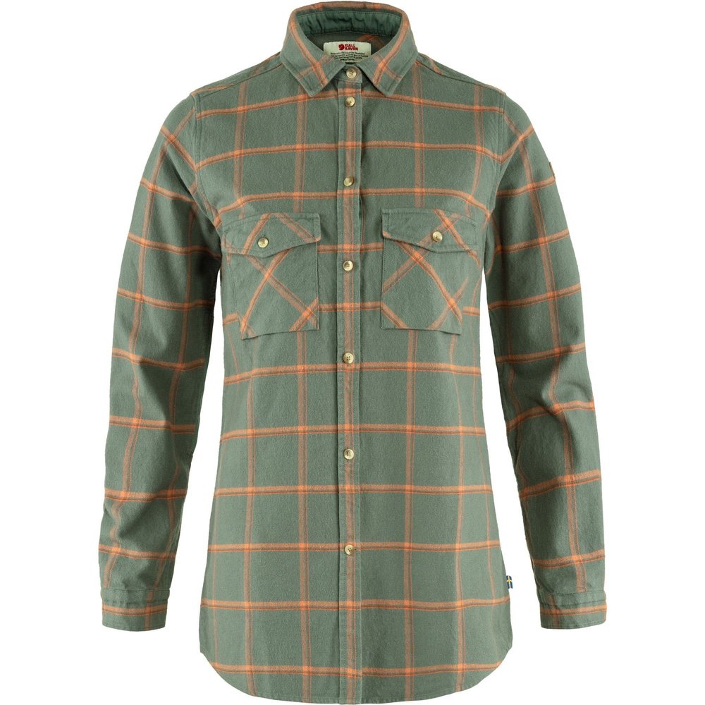 Fjallraven F84134614-242L Ovik Twill Shirt LS W Patina Green-Desert Brown L