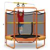 Giantex 60" Trampoline for Kids, Heavy Duty Small Mini Toddler Trampoline with Ring and Horizontal Bar, Adjustable Height, Max Weight 330 lbs, 5 Ft Outdoor Indoor Trampolines for 3-7 Ages (Orange) view 1