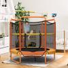 Giantex 60" Trampoline for Kids, Heavy Duty Small Mini Toddler Trampoline with Ring and Horizontal Bar, Adjustable Height, Max Weight 330 lbs, 5 Ft Outdoor Indoor Trampolines for 3-7 Ages (Orange) view 2