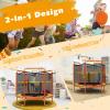 Giantex 60" Trampoline for Kids, Heavy Duty Small Mini Toddler Trampoline with Ring and Horizontal Bar, Adjustable Height, Max Weight 330 lbs, 5 Ft Outdoor Indoor Trampolines for 3-7 Ages (Orange) view 3