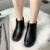 Fashion Women Keep Warm Plush Winter Snow Boots Flat Slip On Short Boots Round Toe Cat Winter Boots Women (Black, 8) view 3