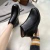 Fashion Women Keep Warm Plush Winter Snow Boots Flat Slip On Short Boots Round Toe Cat Winter Boots Women (Black, 8) view 4