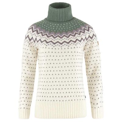 Fjallraven F84792113-614S Ovik Knit Roller Neck W Chalk White-Patina Green S