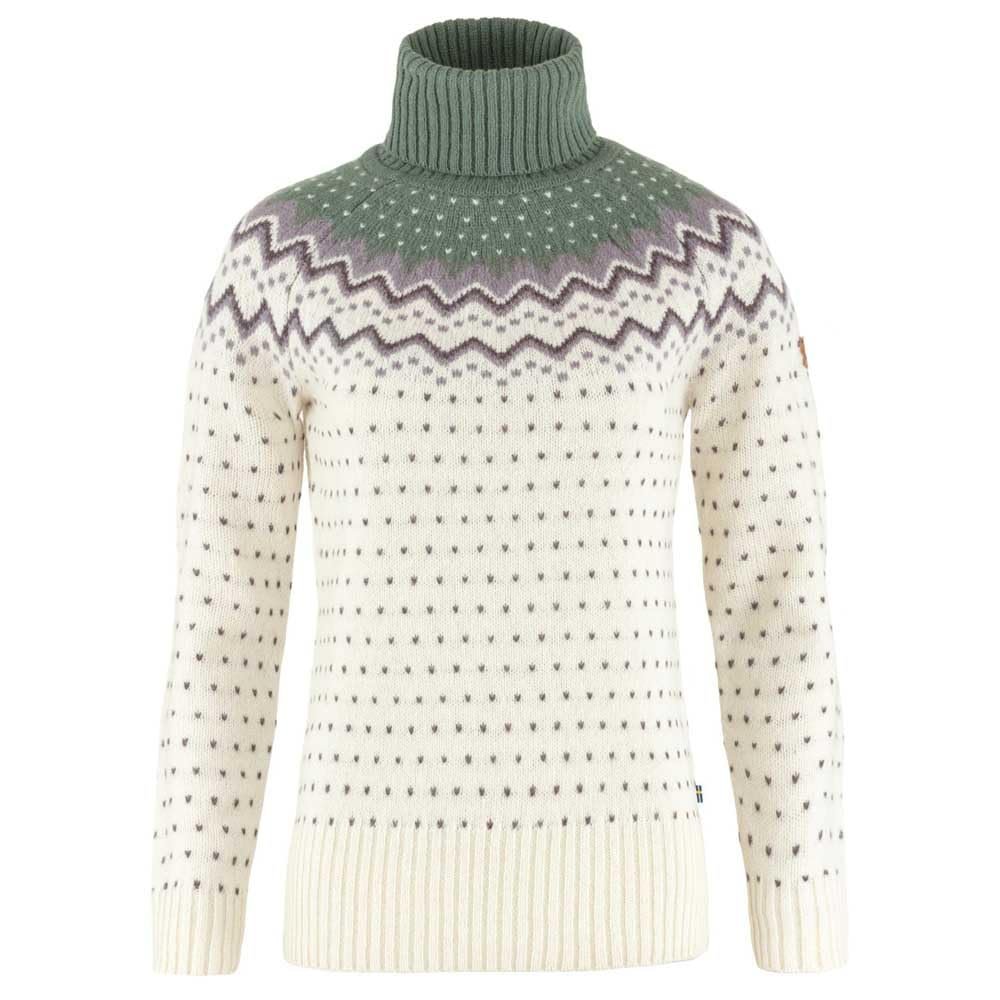 Fjallraven F84792113-614S Ovik Knit Roller Neck W Chalk White-Patina Green S