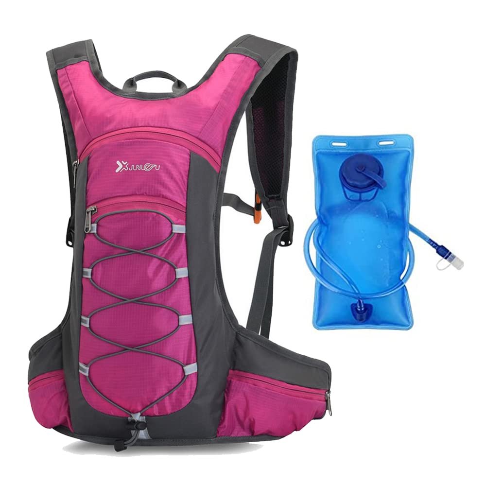 Croogo Insulated Hydration Pack Backpack Water Backpacks Running Bag Mesh Daypack for Hiking Running Hunting,Rose Red-OT05