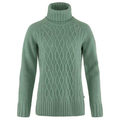Fjallraven F84793614XS Ovik Cable Knit Roller Neck W Patina Green XS