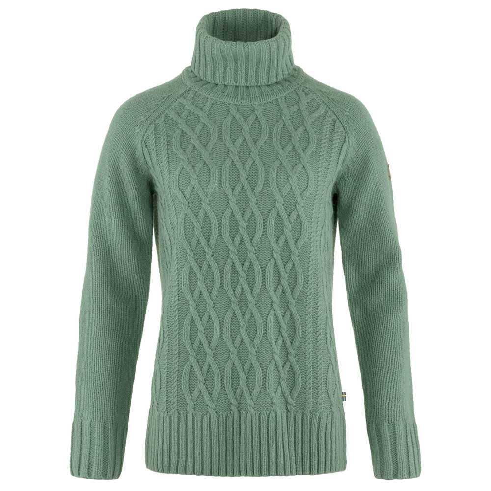 Fjallraven F84793614XS Ovik Cable Knit Roller Neck W Patina Green XS