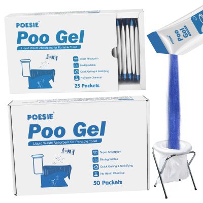 Poesie 3 Boxes 125 Packets Liquid Waste Gel for Portable Toilet Porta Potty Eco Absorbent Gel for Outdoor Recreation
