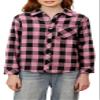 Betusline Girls' Plaid Flannel Shirt, Kids Long Sleeve Button Button Shirts Tops, F Pink #1, 18-24 Months= Tag 90 view 1