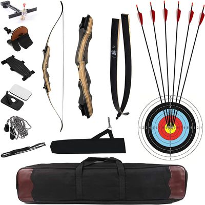DEERACE Takedown Recurve Bow and Arrow Set 62" Classic Traditional Wooden Bow for Adults Youth Beginner Hunting Targeting Archery (25 Lbs, Left Hand)