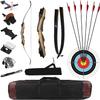 DEERACE Takedown Recurve Bow and Arrow Set 62" Classic Traditional Wooden Bow for Adults Youth Beginner Hunting Targeting Archery (25 Lbs, Left Hand) view 1