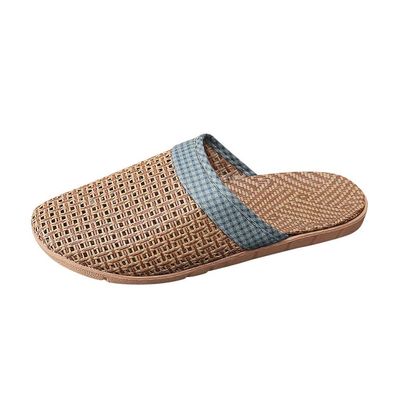 Men's Fashion Casual Slip On Cane Slides Indoor Home Slippers Beach Shoes Men's Slippers Blue