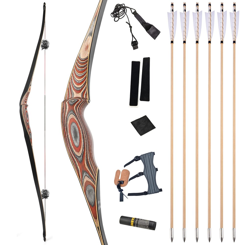 limaity Longbow Big Horse Bow 58in Traditional Hunting Bow Laminated Recurve Bow 20-50lbs Left Right Hand Archery Set Suitable for Adult or Teen Hunting Shooting Practice (45lbs, Right Hand Bow)
