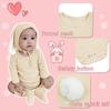 AGQT Baby Girls&Boys Easter Bunny Outfit Set Baby Girls&Boys Halloween Animal Costume 3pcs Bunny Ear Long Sleeve Romper with Sock and Hat Off-White Size 18-24 Months view 3