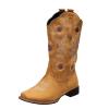 HINDOLA Women's Mid Boots Slip-on Classic Cowboy Rider Boots Chunky Heel Floral Embroidered Western Cowgirl Boots view 1