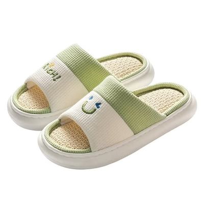 Zonkacen Male Female Non Slip Quiet Comfortable Warm Cute Cotton Slippers for Winter Indoor Study Playing Walking Working Holiday Study Gift Christmas Snowy Day Light Green 3-4 Men/4.5-5.5 Women
