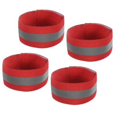 MECCANIXITY Reflective Bands for Arm Wrist Ankle Leg 11x1.5 Inch Strip High Visibility Wide Reflective Running Gear for Cycling Running Walking Red 4 Pack