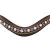 Exion Curved Crystal Browband for Horses  Soft Padded Bling English Bridle Brow Band | Dressage, Show, Jumping | Black, Brown, Oak | Cob, Full, Warmblood | Clear & Blue Crystal Browband For Horses view 4