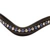 Exion Curved Crystal Browband for Horses  Soft Padded Bling English Bridle Brow Band | Dressage, Show, Jumping | Black, Brown, Oak | Cob, Full, Warmblood | Clear & Blue Crystal Browband For Horses view 2