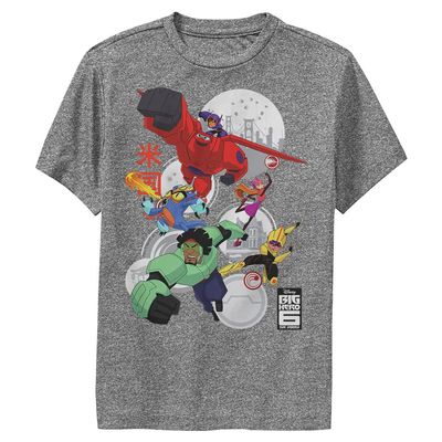 Disney Boy's Big Hero 6 Series Robo Team Short Sleeve Tee Shirt, Charcoal Heather, Large