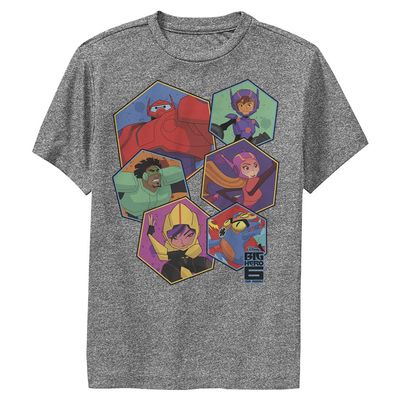 Disney Hero 6 Series Big Six Hex Boys Short Sleeve Tee Shirt, Charcoal Heather, X-Large