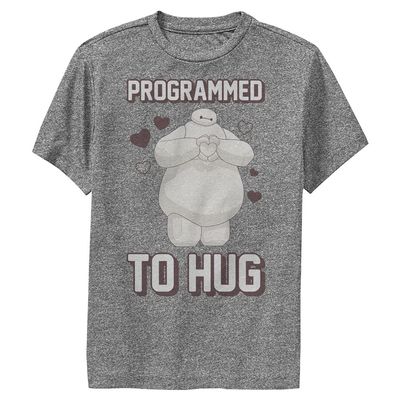 Disney Big Hero 6 Programmed to Hug Boys Short Sleeve Tee Shirt, Charcoal Heather, X-Large