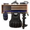 Police Tactical Duty Gear Rack Blue American Flag Wall Mount Storage Holder view 1