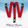 Vittorio Farina Adjustable Button End Suspenders, Elastic Y-Back Suspenders (Red/Silver) view 2
