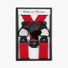 Vittorio Farina Adjustable Button End Suspenders, Elastic Y-Back Suspenders (Red/Silver) view 3