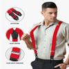 Vittorio Farina Adjustable Button End Suspenders, Elastic Y-Back Suspenders (Red/Silver) view 4